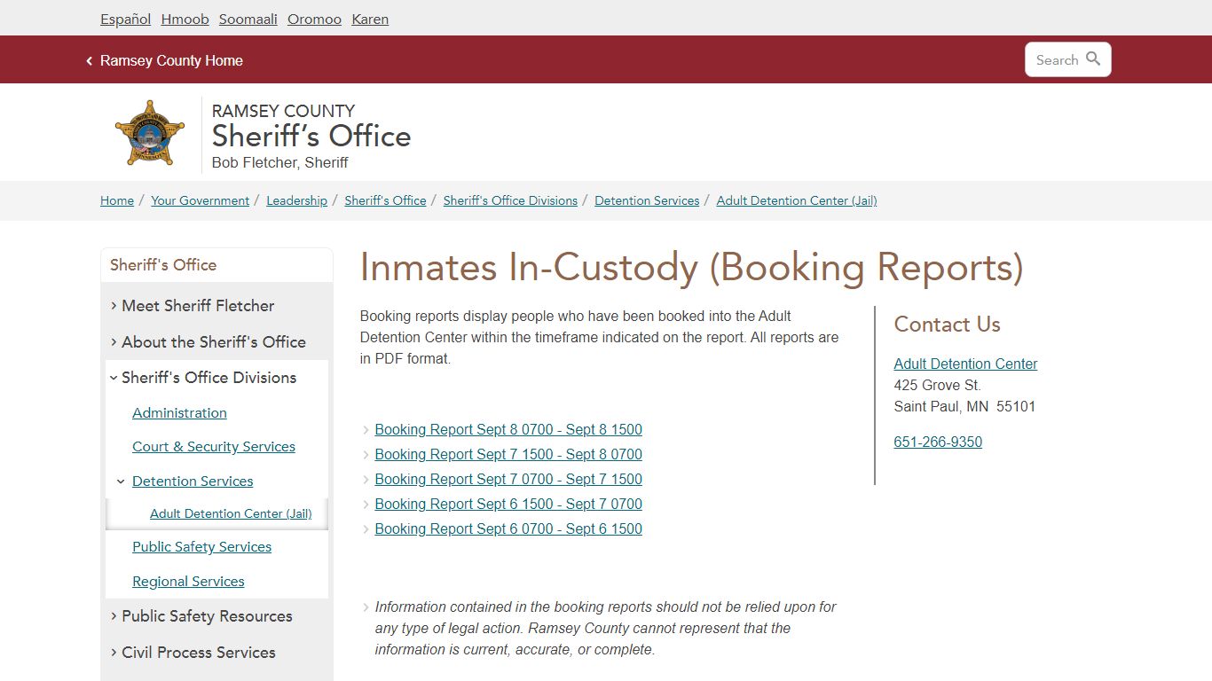 Inmates In-Custody (Booking Reports) 10-09-19 | Ramsey County